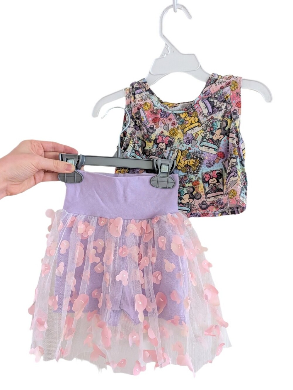 Mickey Minnie Mouse Girls Size 2T Floral Skirt Set Like New Handmade